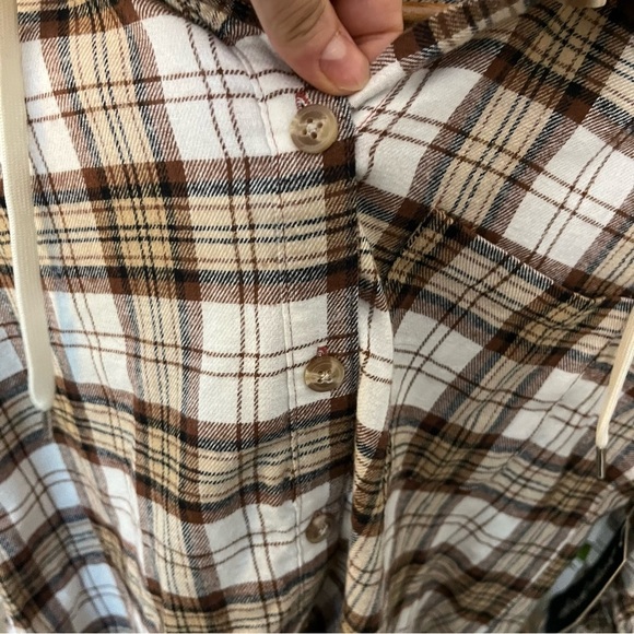 🤍 Derek Heart Plaid Sherpa-Lined Hoodie Shacket Sz S | Cute Cropped Plaid Hoodie - Picture 5 of 11